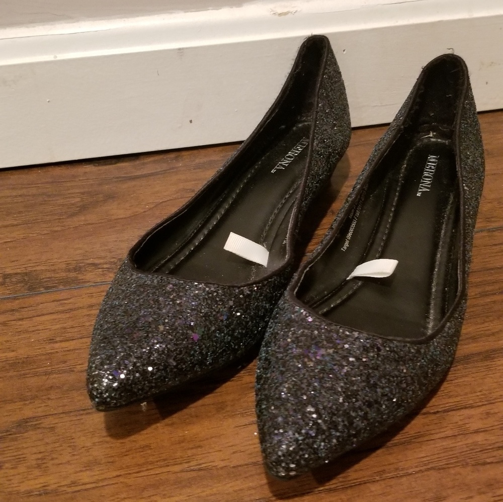 Merona Shoes Black Sparkle Pointed Toe